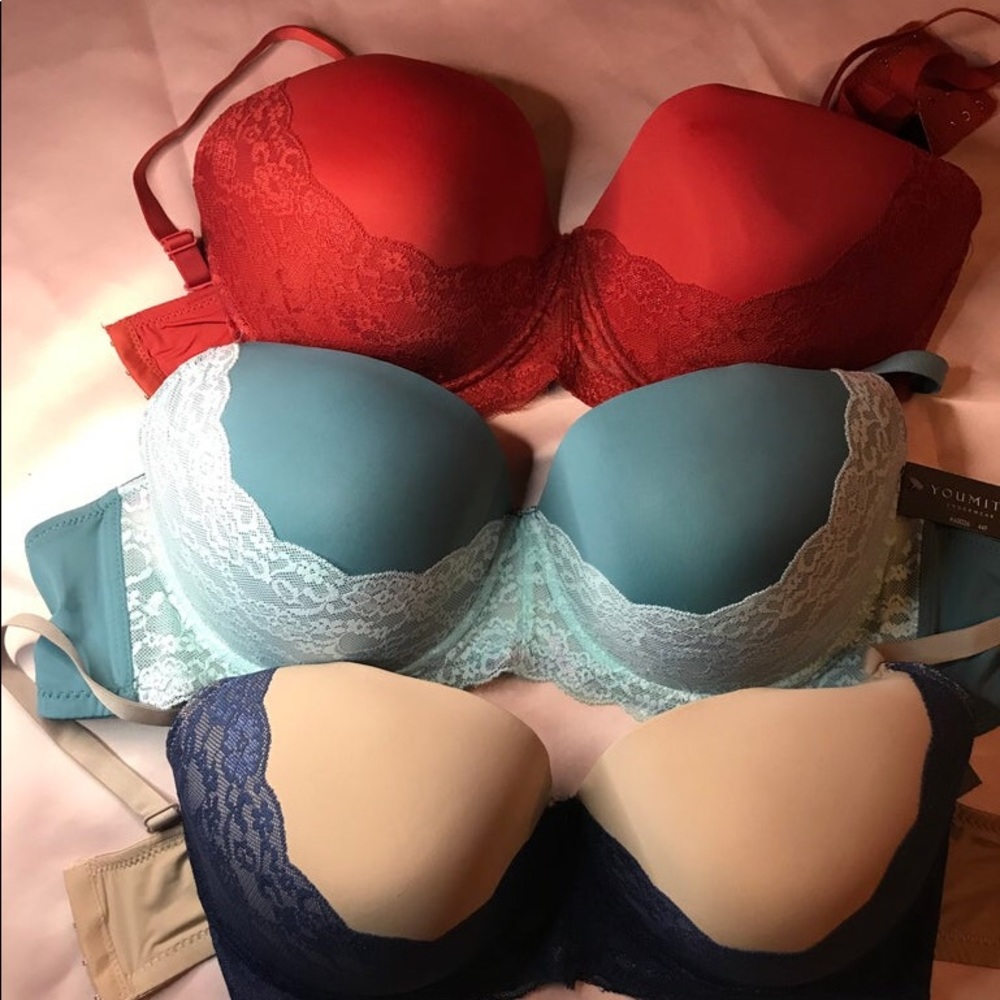 3pack Plus Bras F Cup Two Tone Lace Underwire pad